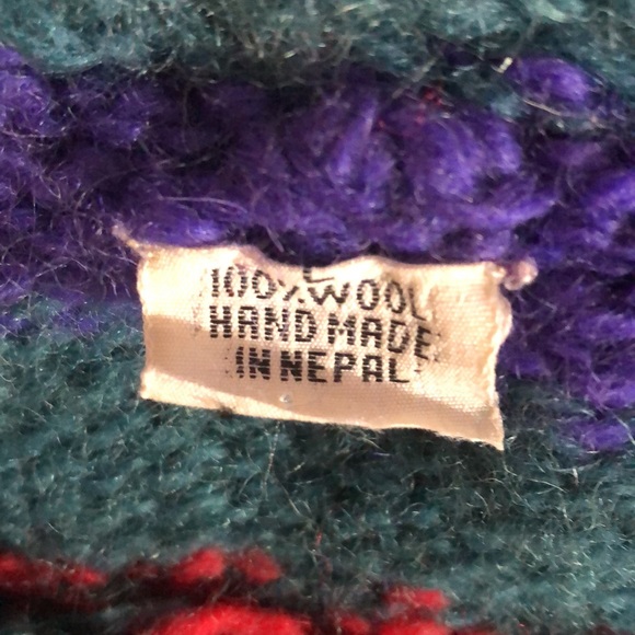 Vintage Handmade in Nepal 100% Wool Cardigan - Picture 11 of 15